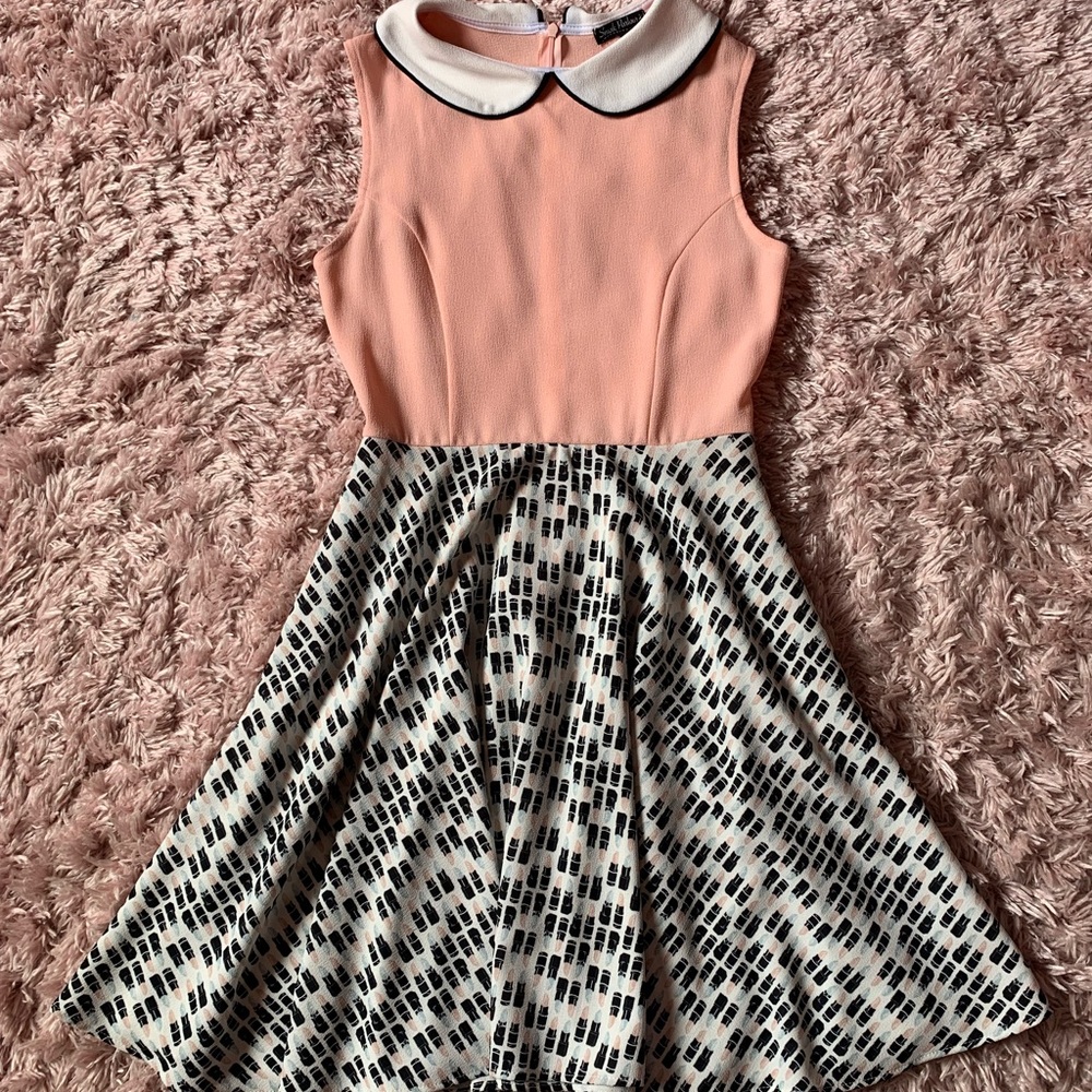 Smak Parlour Pink Lipstick Peter Pan Collar Dress Size Small